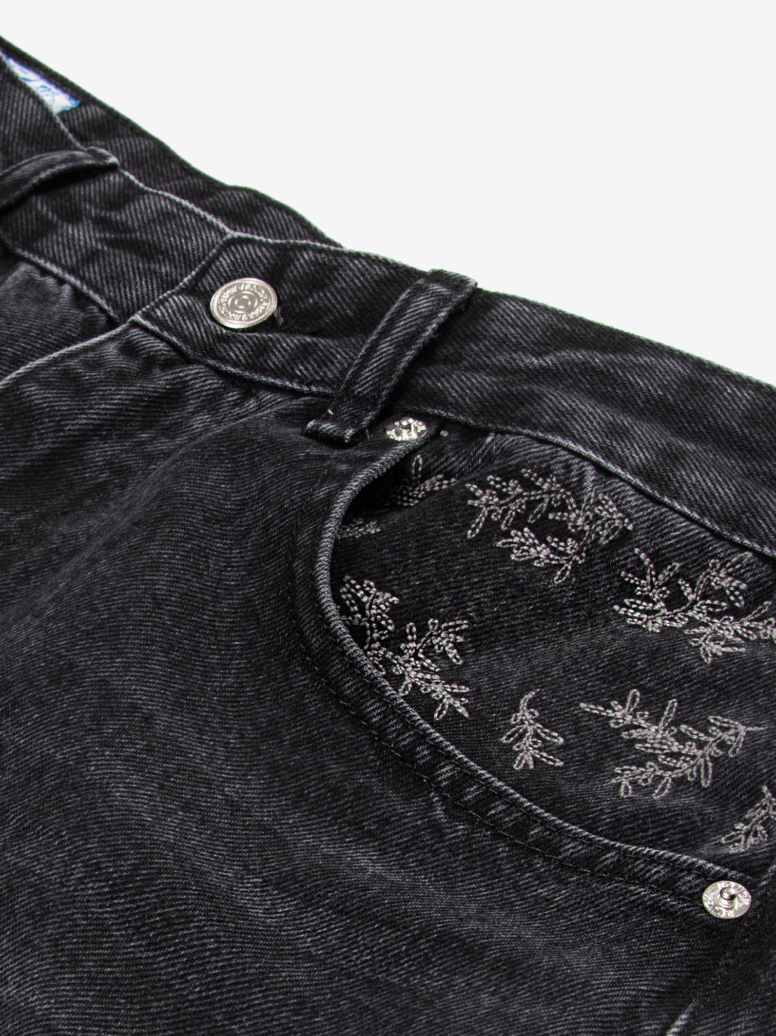 FADED WIDE-LEGGED OLIVE DENIM