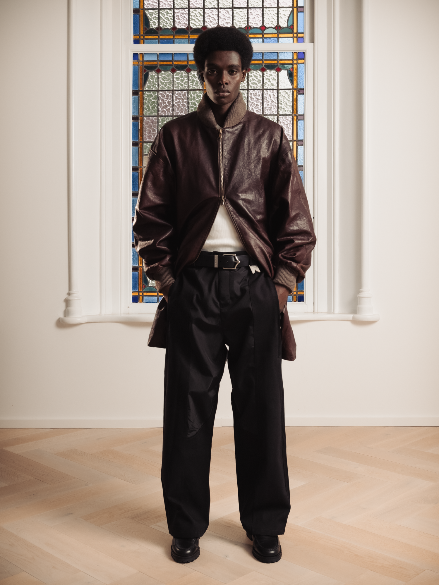 OLYMPUS LEATHER BOMBER COAT