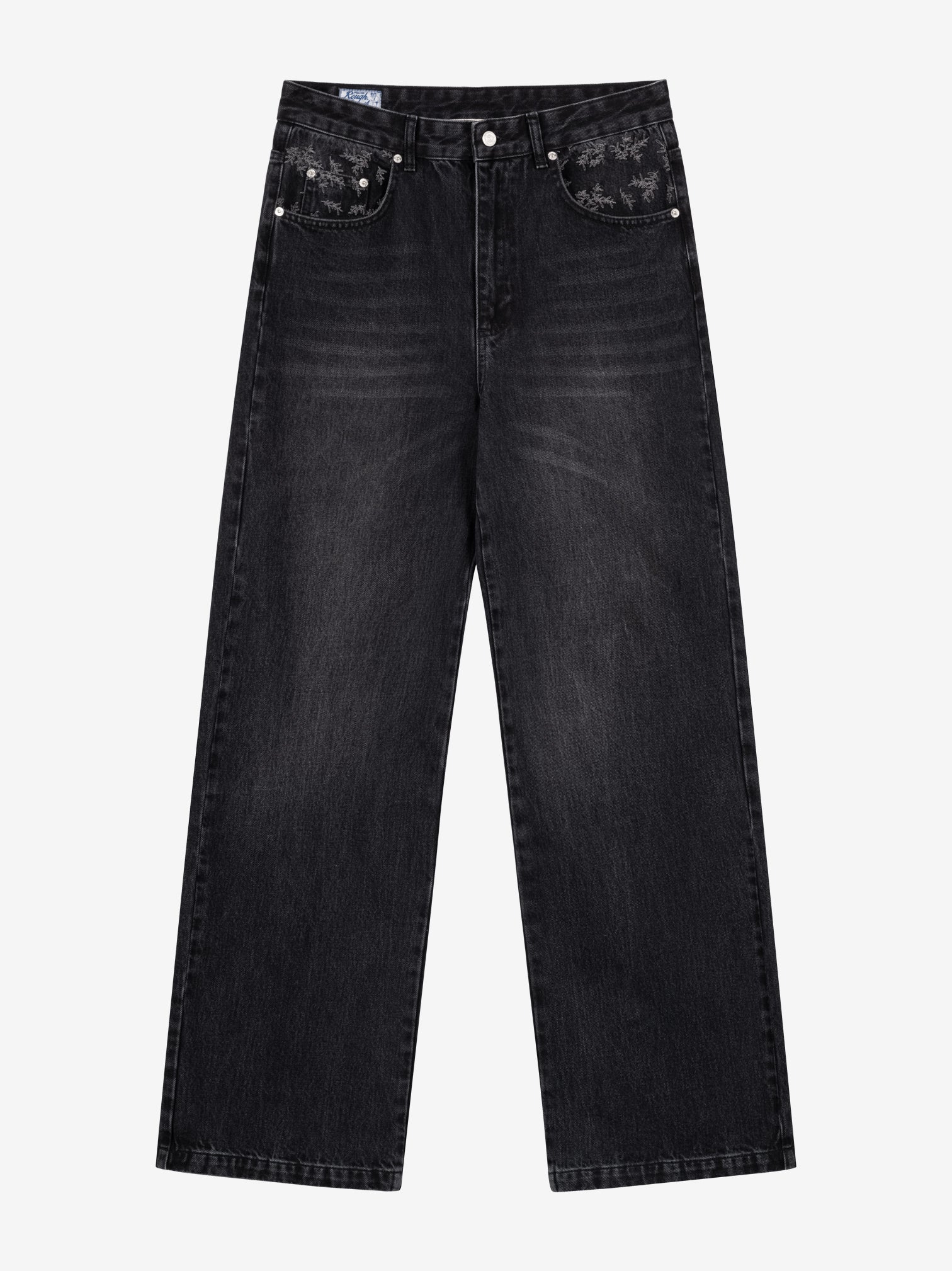 FADED WIDE-LEGGED OLIVE DENIM