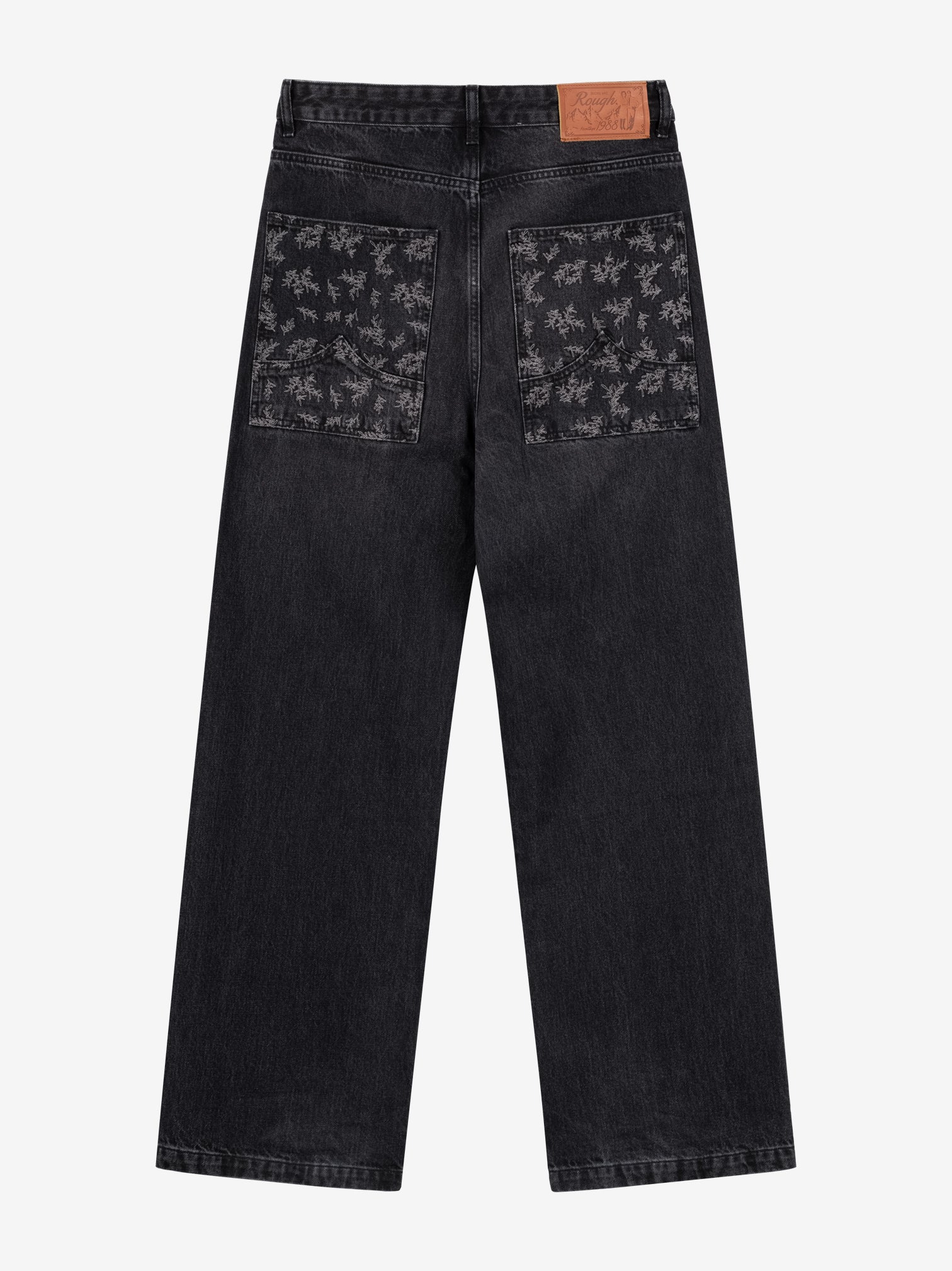 FADED WIDE-LEGGED OLIVE DENIM