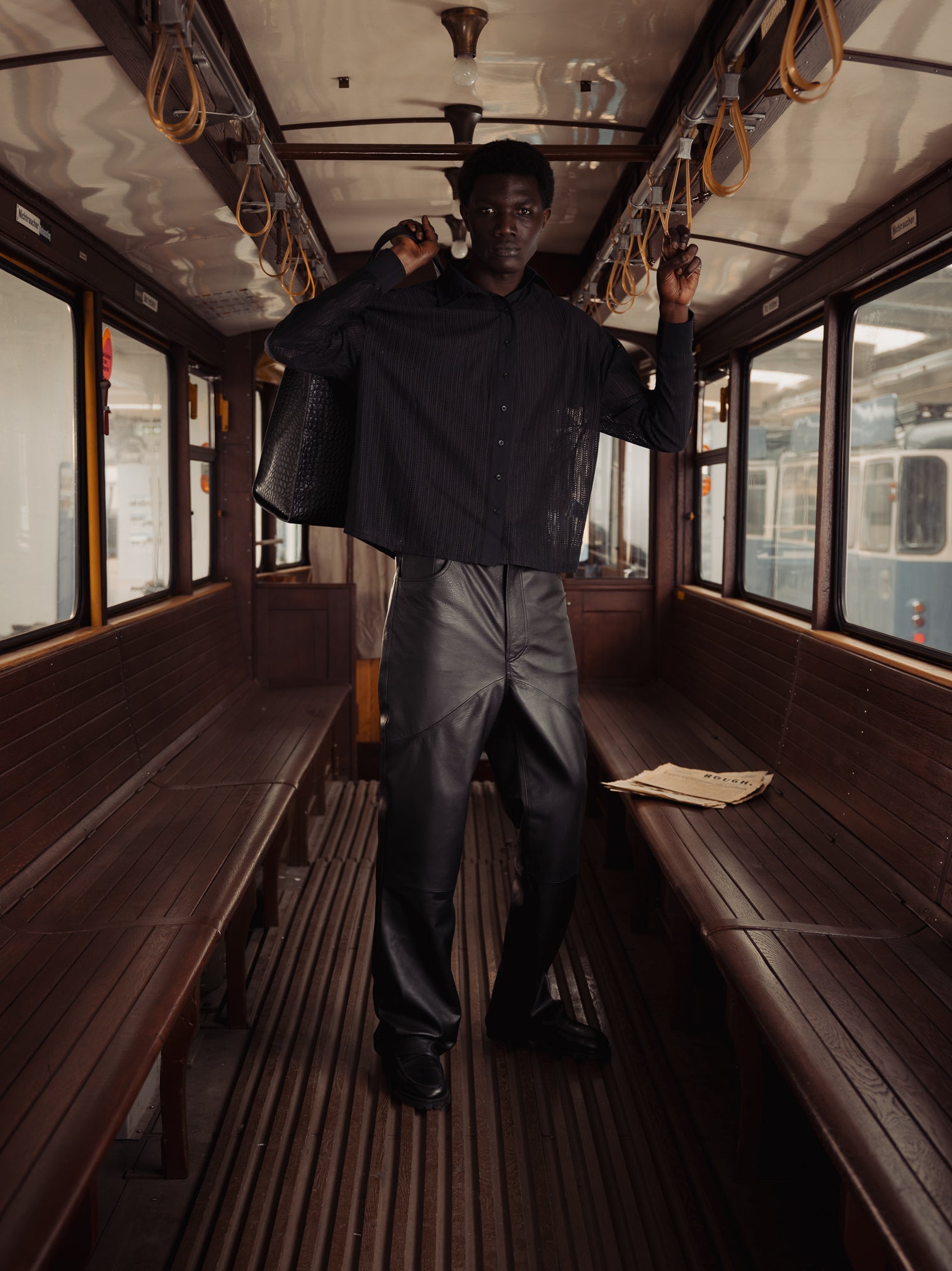 BOOTCUT LEATHER PANTS