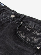 FADED WIDE-LEGGED OLIVE DENIM