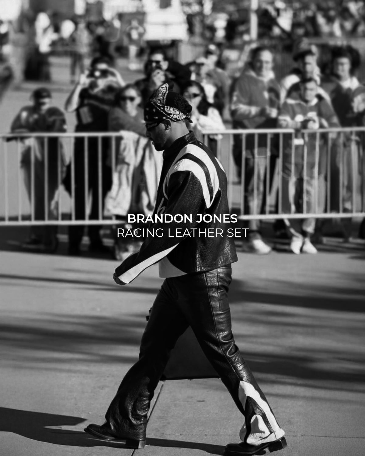 BRANDON JONES nfl tunnel look in racing leather set from ROUGH.