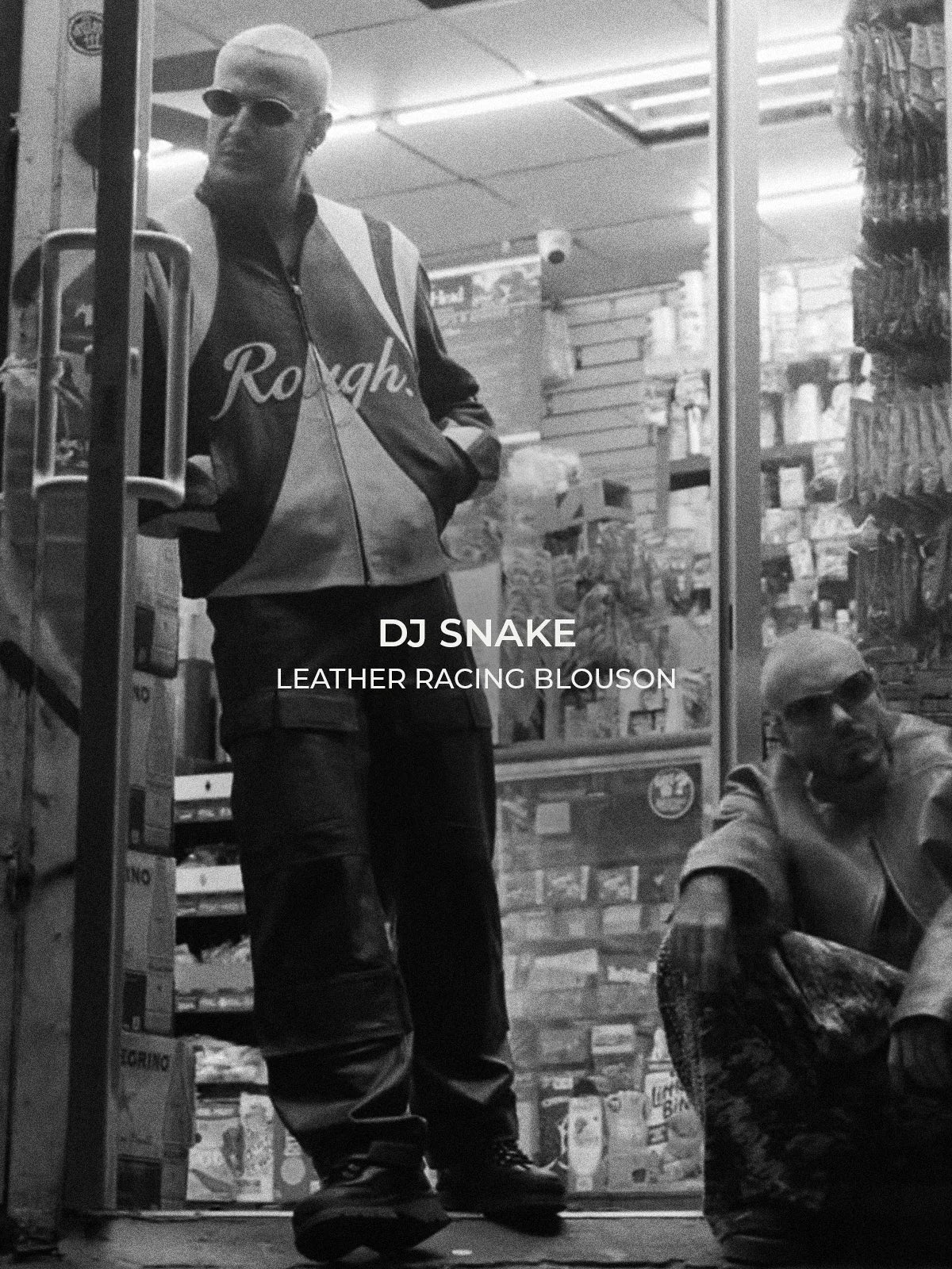 DJ SNAKE dj rapper singer j balvin music video in leather racing blouson from ROUGH.