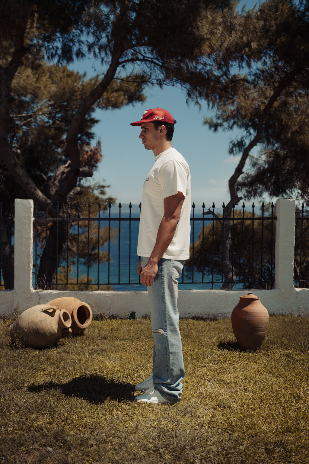 SIGNATURE FITTED T-SHIRT OFF WHITE/RED
