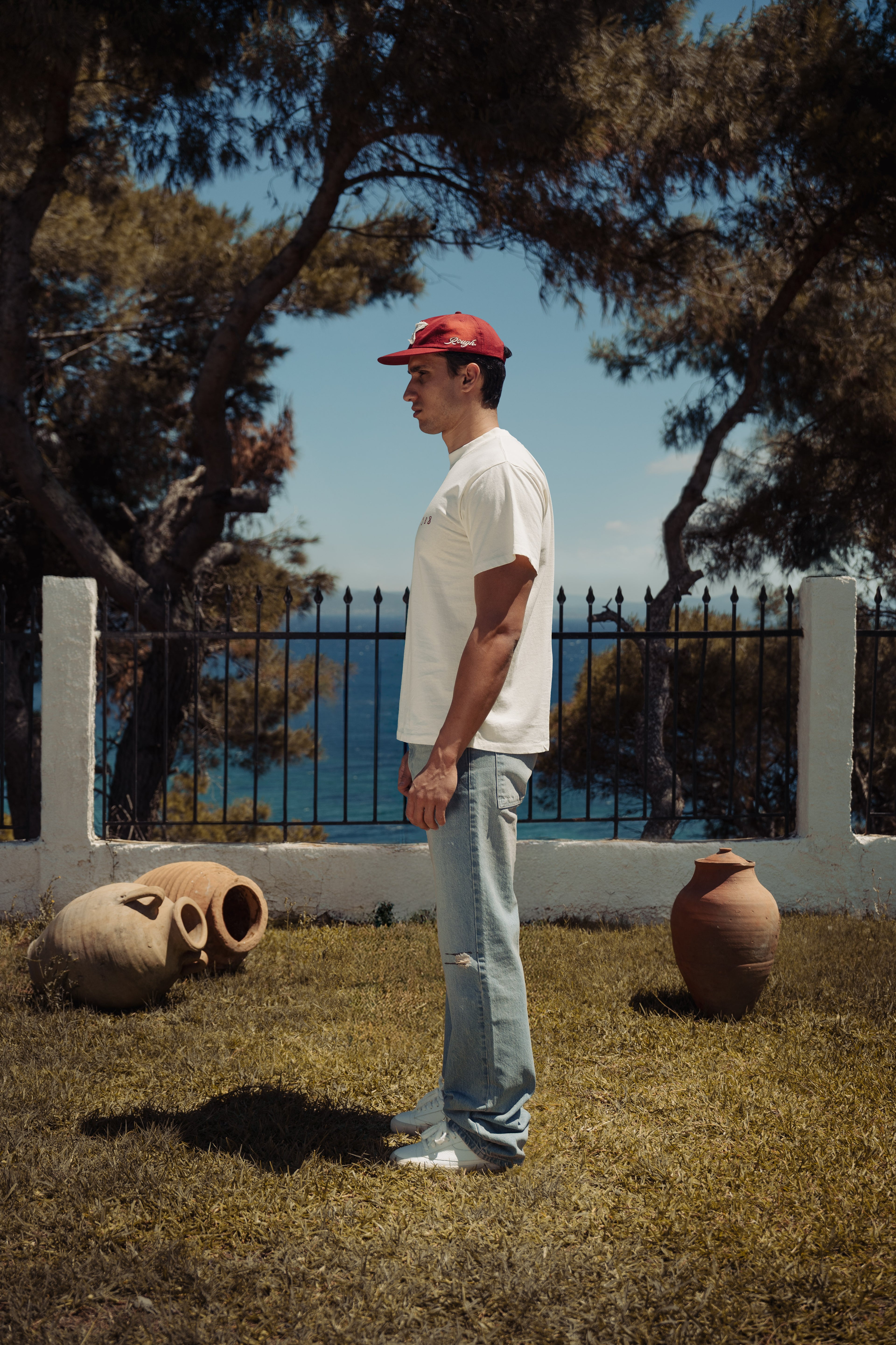 SIGNATURE FITTED T-SHIRT OFF WHITE/RED