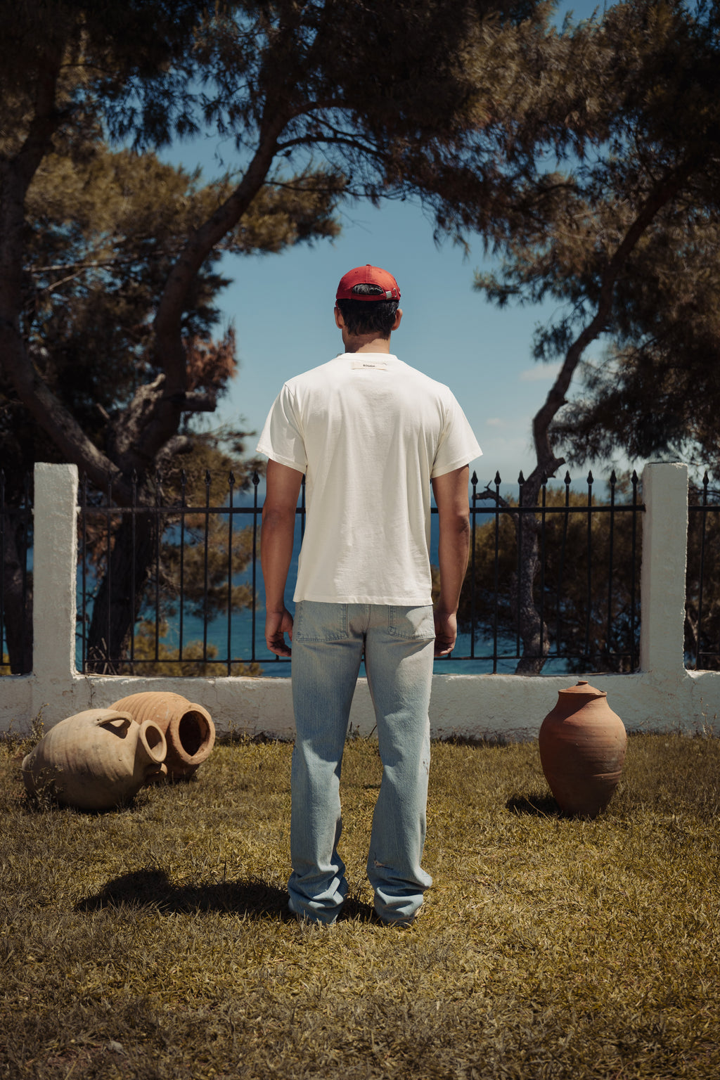 SIGNATURE FITTED T-SHIRT OFF WHITE/RED