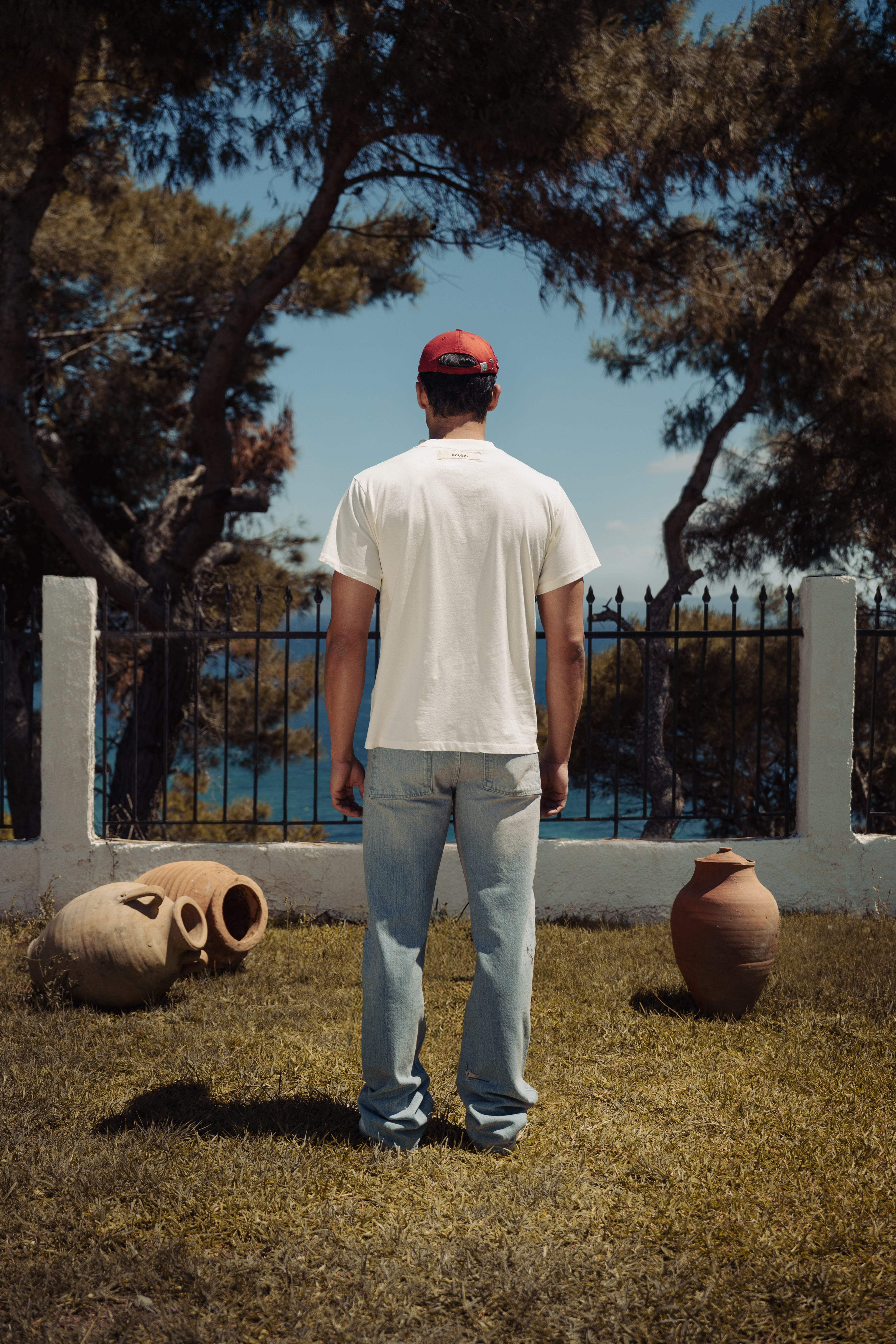 SIGNATURE FITTED T-SHIRT OFF WHITE/RED