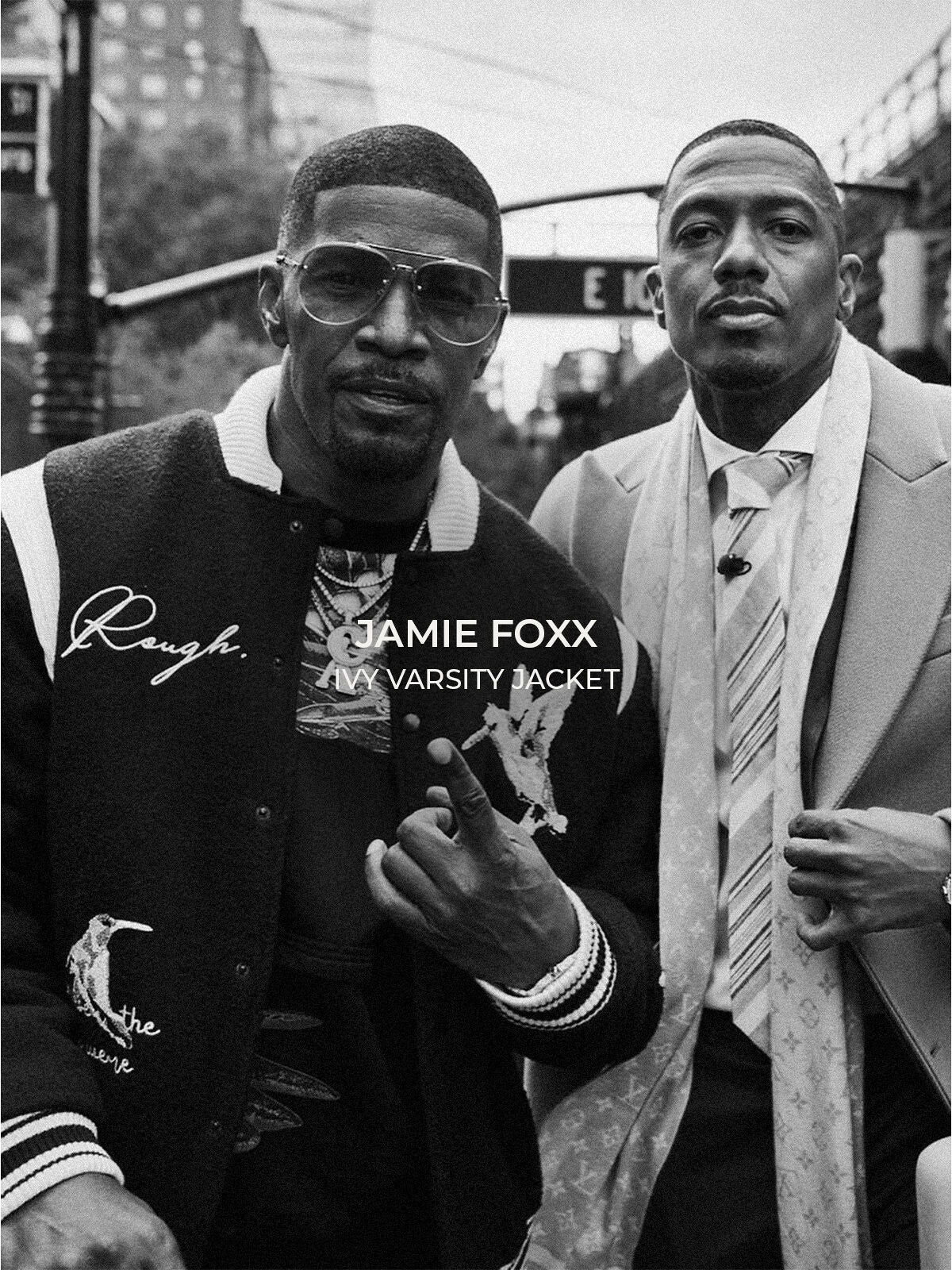 JAMIE FOXX Nick Cannon in Ivy Varsity Jacket Live TV from ROUGH.