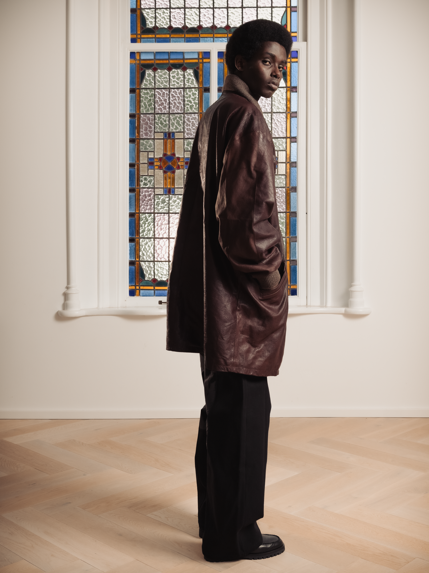 OLYMPUS LEATHER BOMBER COAT