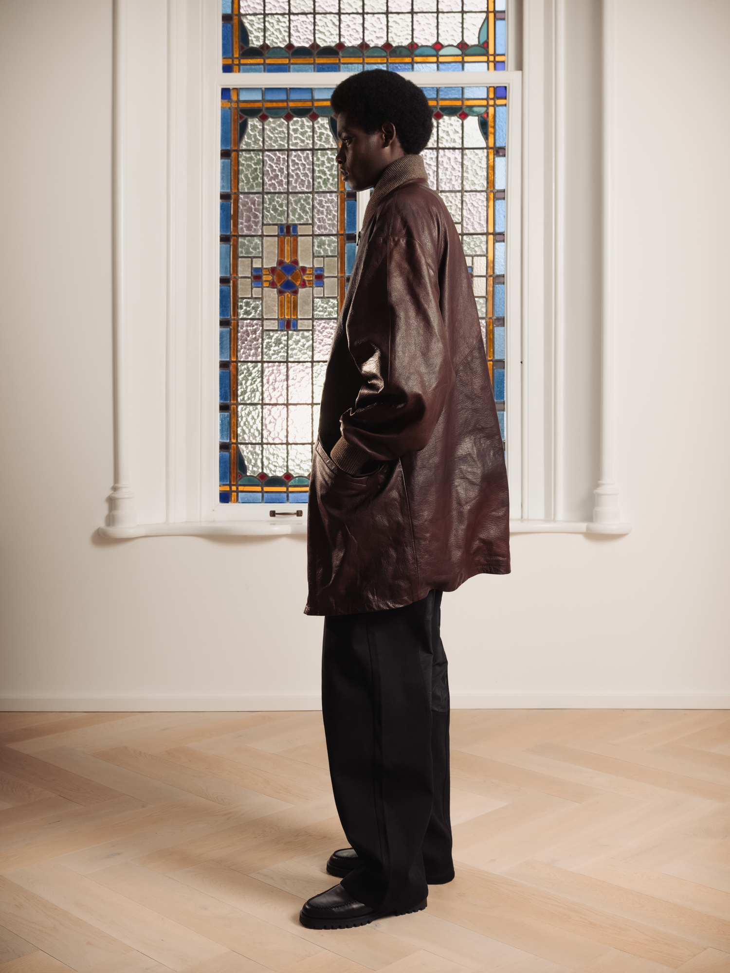 OLYMPUS LEATHER BOMBER COAT