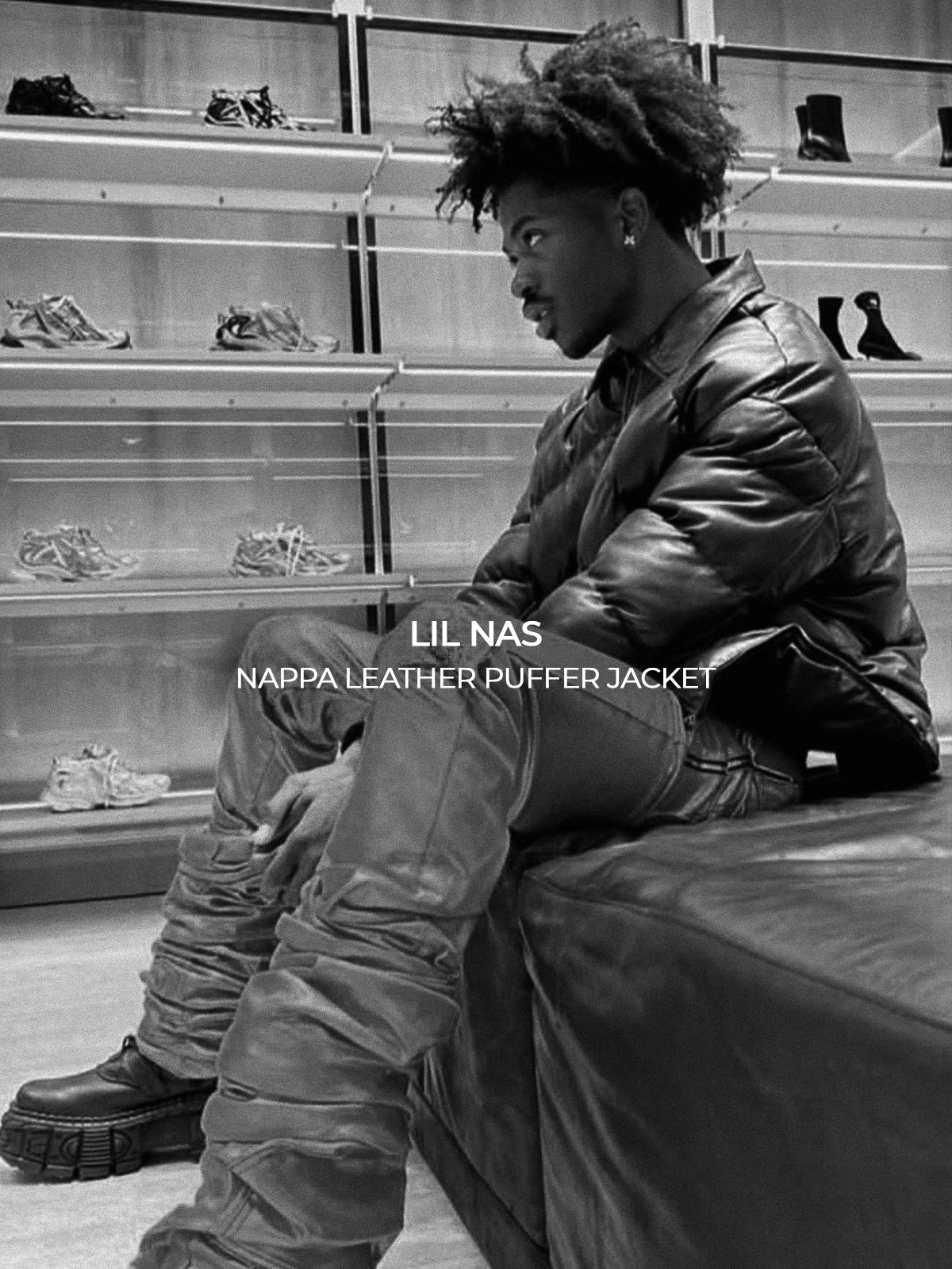 LIL NAS in NAPPA LEATHER PUFFER JACKET by Rough.