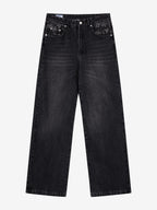 FADED WIDE-LEGGED OLIVE DENIM