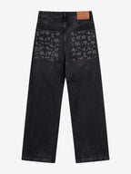 FADED WIDE-LEGGED OLIVE DENIM