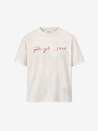 SIGNATURE FITTED T-SHIRT OFF WHITE/RED