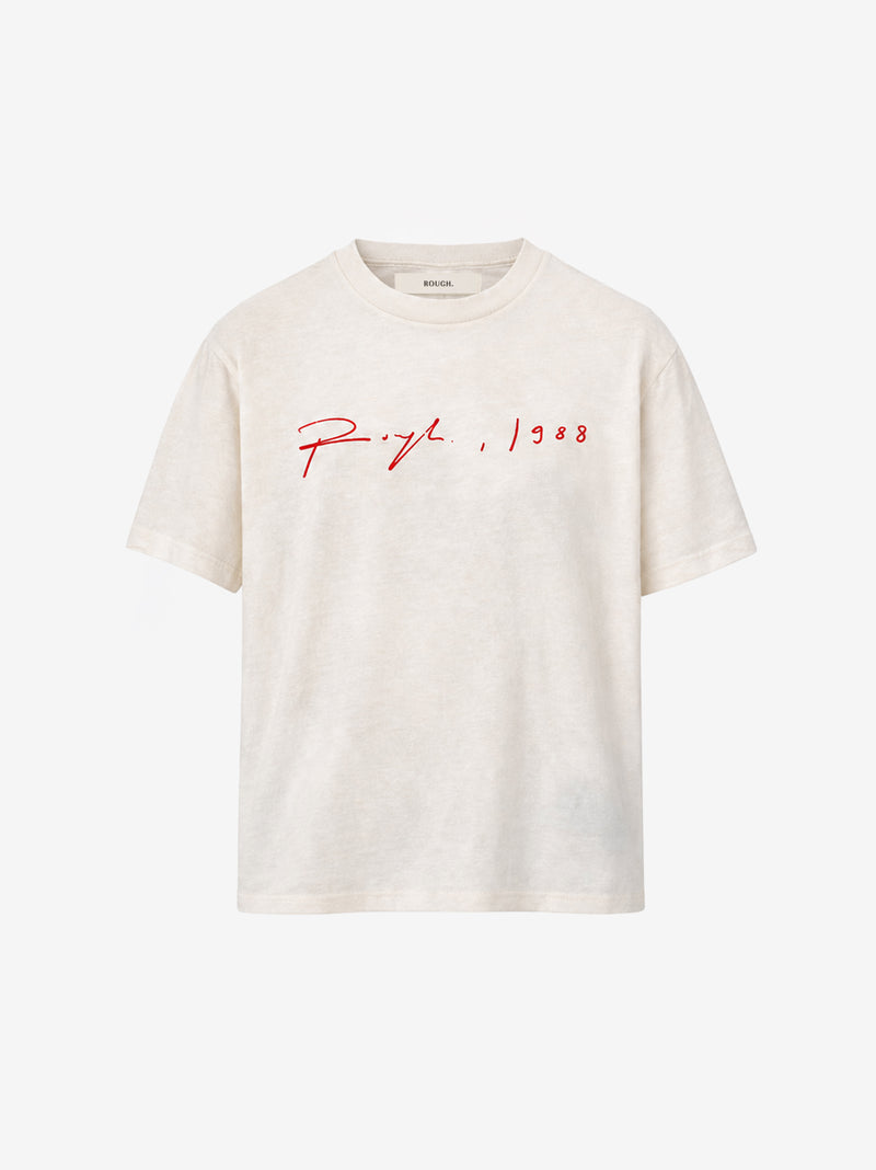 SIGNATURE FITTED T-SHIRT OFF WHITE/RED