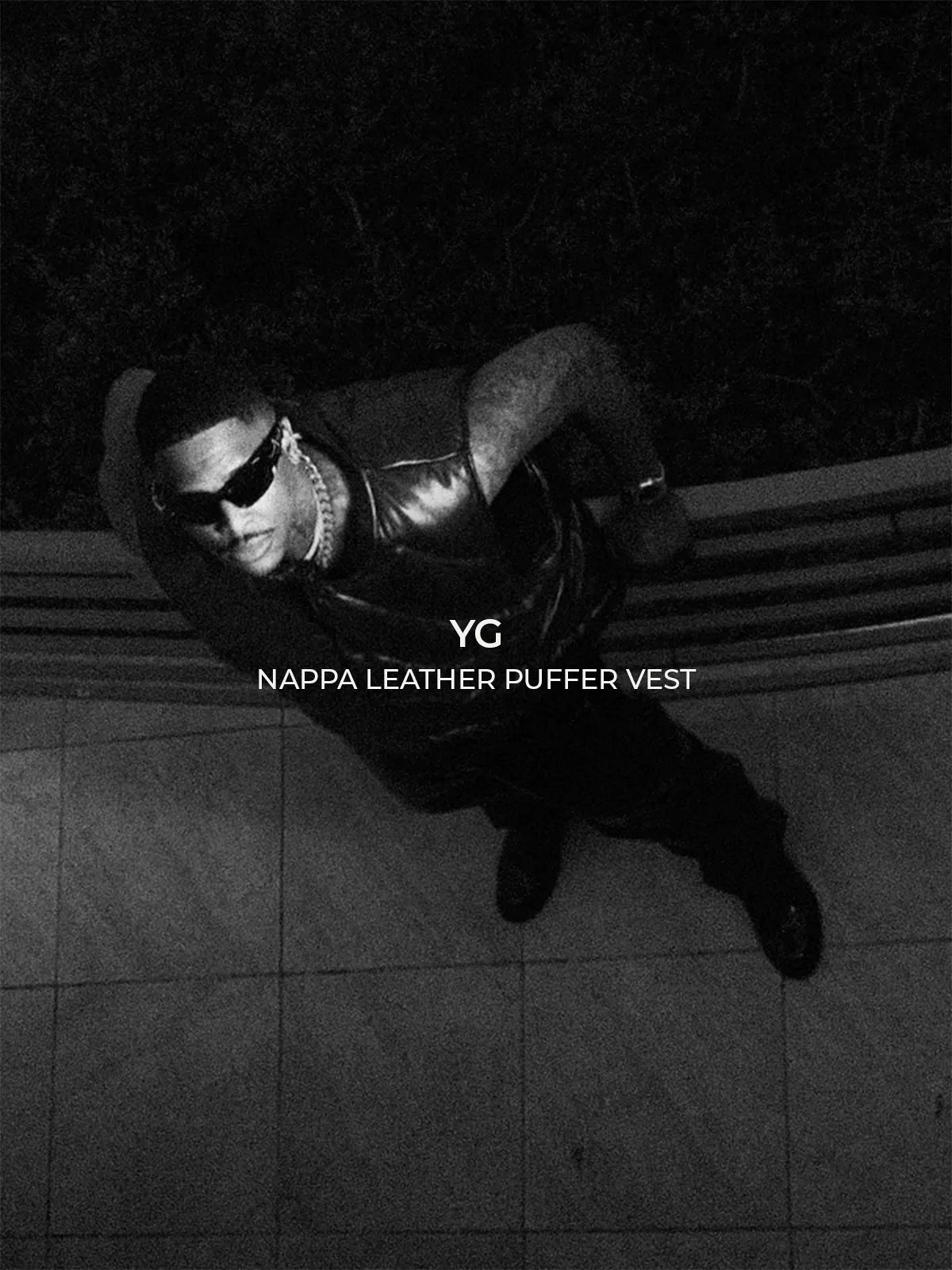 YG us rapper billboard gq in our Nappa Leather Puffer Vest from ROUGH.